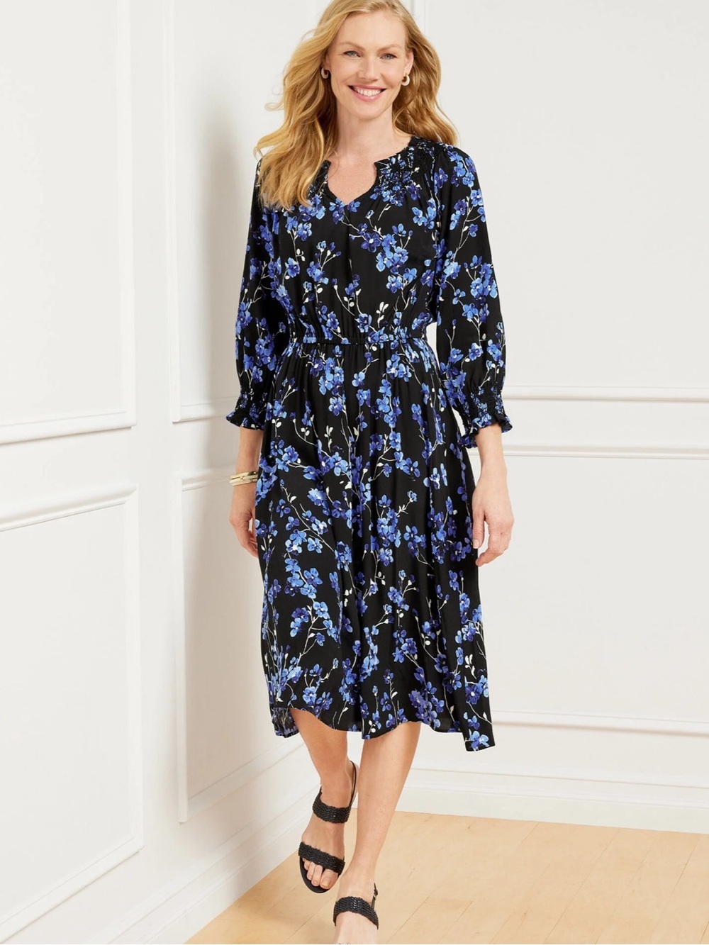 Talbots Women’s Floral Midi Dress in Fragrant Lilac size 1X